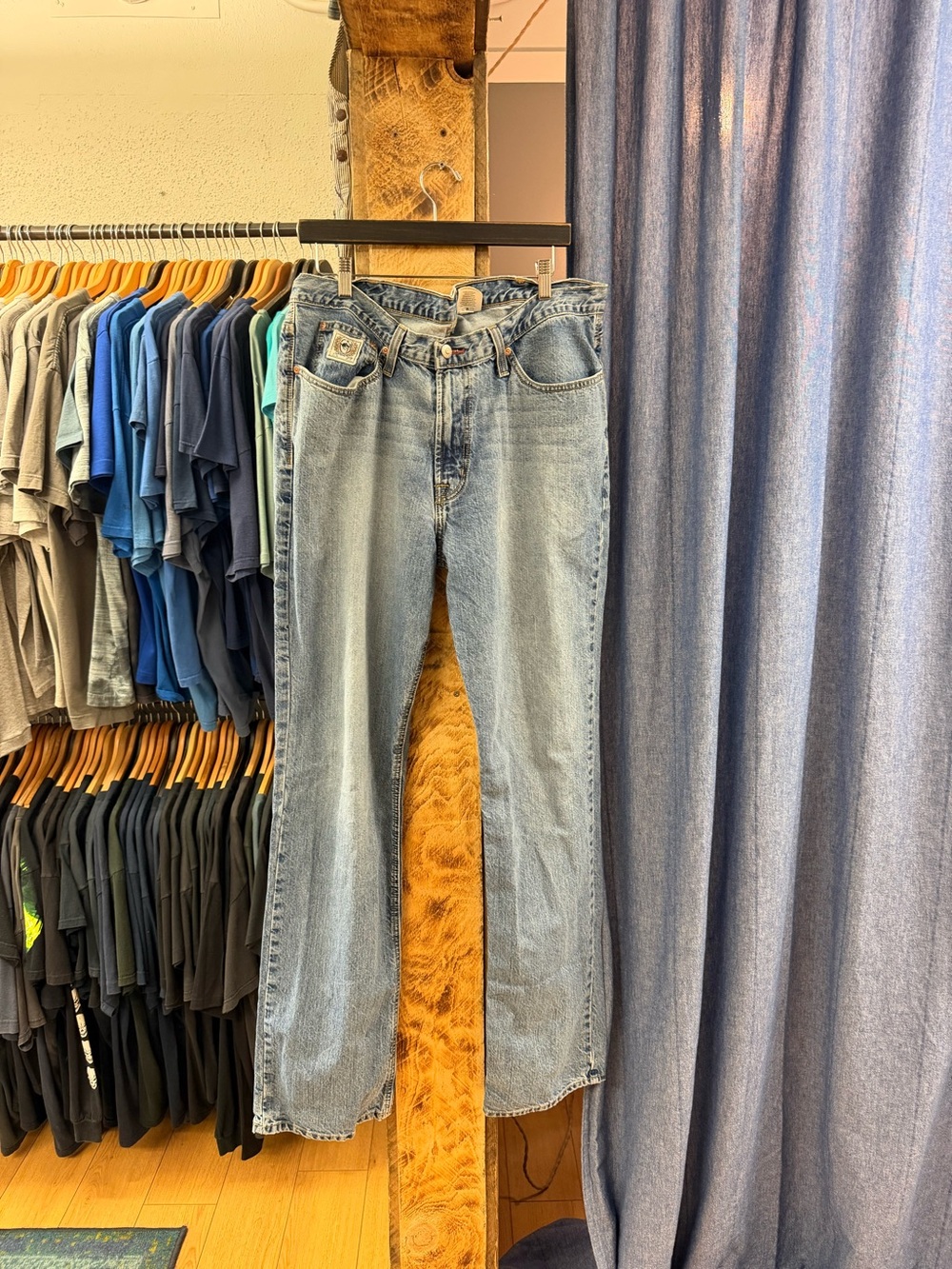 Vintage cinch straight leg blue jeans